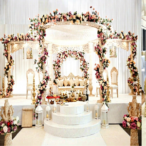 Mandap de mariage indien en bois Akshara, décoration traditionnelle de mandap de mariage en forme d'éléphant, mandap de mariage pour grande salle de banquet - Product Image 1