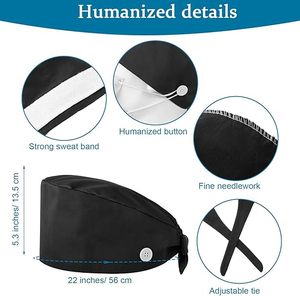 Bonnets chirurgicaux ajustables en coton doux avec bande anti-transpiration, bonnet de travail pour queue de cheval, chapeau de soins infirmiers à nouer pour femmes, promotion des produits capillaires - Product Image 2
