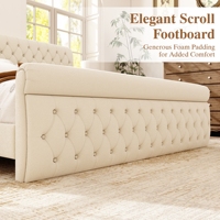 Pasokan Pabrik Tempat Tidur Berpinggir Lengkung dengan Sandaran Berlapis Busa Berlian Tinggi untuk Pemasangan Furnitur Apartemen Baru