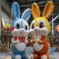 Sculpture en fibre de verre, célébrité d'Internet, poupée de dessin animé personnalisée, mascotte d'ours violent pour centre commercial extérieur, ornement de décoration, lapin, Guangdong