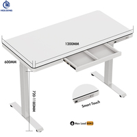 Bureau moderne convertible et pivotant, réglable en hauteur, ergonomique, en métal, avec tiroir et ports USB