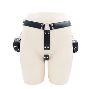 Männer Punk Leder Sex Armbänder Handschellen PU Leder Sexspielzeug BDSM Paar Bondage Ausrüstung Set Keuschheit schloss Sexspielzeug <span class=keywords><strong>Penis</strong></span> Lock - Product Image 2