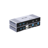 Commutateur KVM HDMI manuel 2 ports 8K60Hz avec hub USB3.0 4 ports et boîtier en alliage d'aluminium pour 2 ordinateurs