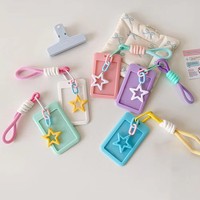 Sweet Girl's 3-Inch Photocard Holder avec Star Pendentif Bus Access Slide Cover Case pour Passeport Credit Photo Use