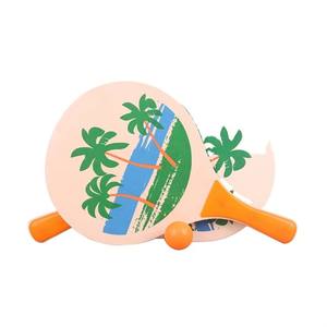 Raquette de tennis de plage verte personnalisée avec logo promotionnel, bois, emballage PP non toxique - Product Image 2