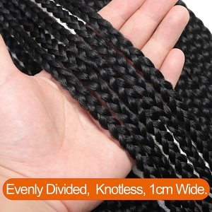 Extensions <span class=keywords><strong>de</strong></span> cheveux synthétiques tressées au crochet, 24 pouces, 144 mèches, double trame machine, pré-bouclées, lot <span class=keywords><strong>de</strong></span> 6, noires, pour femmes - Product Image 4