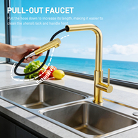 Robinet de cuisine extractible en acier inoxydable 304 couleur or, design mince, très demandé sur le marché du Moyen-Orient