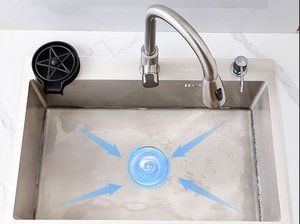 Fregadero de cocina de acero inoxidable de un solo tazón, fregadero grande de un solo tazón para empotrar, lavabo para lavar platos y verduras - Product Image 6