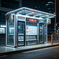 Arrêt de Bus Intelligent Climatisé avec Mur et Toit en Verre Trempé