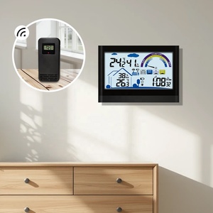 Smart ABS Weather <strong>Clock</strong> with DCF Signal Temperature Humidity Meter <strong>Barometer</strong> Vertical/Wall Mounted Outdoor Office Use Desktop - Product Image 5
