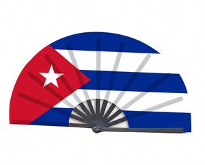 Custom Printed Folk Art Folding Bamboo <b>Handheld</b> <b>Fan</b> 33cm DIY National Country Flag Cuba Souvenir Wholesale - Product Image 2