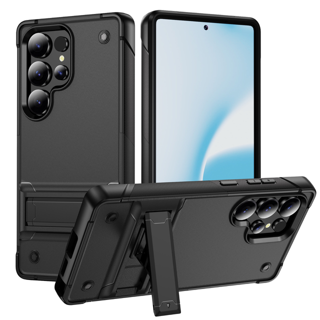 For Samsung S25 Ultra Case with Invisible Stand, TPU+PC 2 in 1 Armor Shockproof Mobile Phone Cover for Samsung Galaxy S25 Ultra
