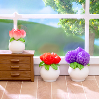 Pot Bunga Mini Patung Resin Simulasi Tanaman Pot Hias untuk Lanskap Mikro dan Dekorasi Rumah Boneka