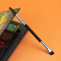 Pinceau à sourcils professionnel double embout plat avec poils synthétiques et manche en plastique, compatible avec le crayon à sourcils et le mascara