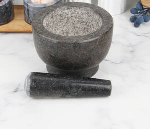 ワカモレ、スパイス、ハーブ用天然花崗岩モルタルとペスルセットストーングラインダー滑り止めヘビーデューティモルタルボウル - Product Image 4