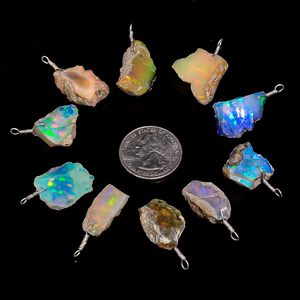 จี้โอปอลเอธิโอเปีย สร้อยคอพลอยดิบธรรมชาติ ตัวเรือนเงิน ประดับเพชรพลอยหลากสี เครื่องประดับผู้หญิง สวมใส่ได้ทุกวัน - Product Image 5