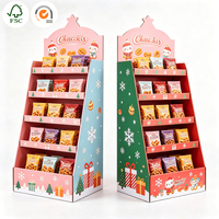 Étagère promotionnelle pour snacks de supermarché, présentoir en carton ondulé personnalisé pour chocolat, biscuits, chips