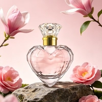 Vente en gros de flacons de parfum en verre en forme de cœur de 50 ml de qualité supérieure