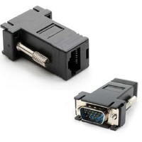 Konverter VGA RJ45 Perempuan Laki-laki CAT5E CAT6 Adaptor Kabel Jaringan Ethernet Extender PC Analog Connect Plug Switch untuk Monitor