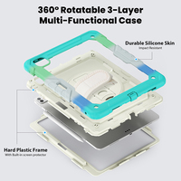 Casing pelindung Tablet iPad Pro 13 2024, casing silikon tahan guncangan dengan sabuk bahu sandaran berputar pelindung layar bawaan