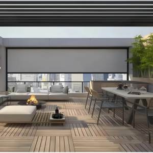 Persianas enrollables modernas automáticas motorizadas a prueba de viento parasol ventana de vidrio pantalla con cremallera privada - Product Image 1