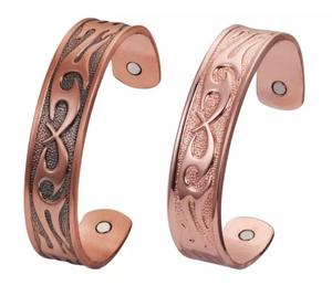 Brazaletes de latón chapados en plata de alta moda elegantes Patrón en relieve Joyería de moda favorita de los clientes de EE. UU. - Product Image 2