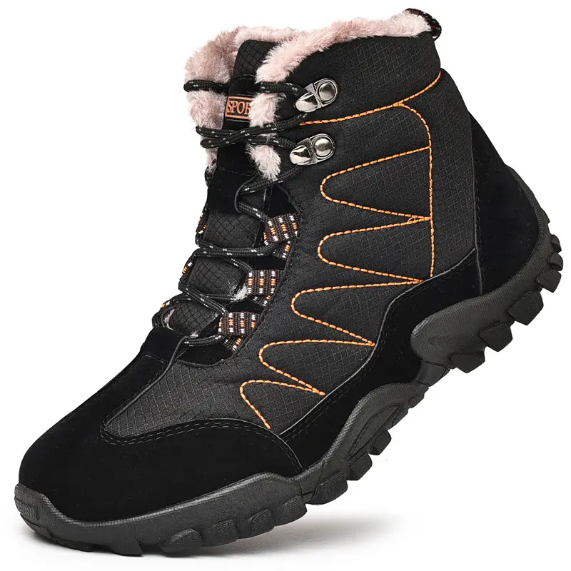 Wholesale Men's A2105 Cheaper High-Cut Fleece 36-45 Waterproof Anti-Slip Winter Snow Boots Trekking Shoes