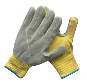Guantes de Aramida de Calibre 10 con Piel de <span class=keywords><strong>Vaca</strong></span> <span class=keywords><strong>en</strong></span> <span class=keywords><strong>la</strong></span> Palma, Resistentes a Pinchazos y Cortes, para Protección Contra el Calor, Precio de Fábrica - Product Image 2