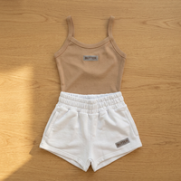 Ensemble haut et short léger à coupe classique, manches longues, col en V, 100 % coton écologique, pour un usage quotidien décontracté, toutes saisons