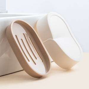 <span class=keywords><strong>Porte</strong></span>-<span class=keywords><strong>savon</strong></span> en plastique à la mode écologique double couche pour salle de bain d'hôtel avec bac d'égouttage <span class=keywords><strong>et</strong></span> couvercle - Product Image 2