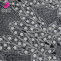 Tissu de mariage en dentelle blanche HY3605, exclusif, avec fleurs 3D françaises, perles, appliques et sequins, travail lourd, vente en gros.
