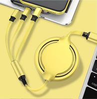 Kabel Pengisi Daya Universal Retractable 3-in-1 Usb Type-c Kabel Data Fleksibel untuk IPhone/Type C/Android
