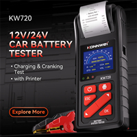 Analyseur de batterie multi-véhicules 6V 12V 24V KW720 avec imprimante Un outil pour voitures, camions, motos, batteries marines et plus encore