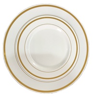 Paquet de 50 assiettes de présentation en Chine pour mariage en gros ensemble de plats décoratifs à bord doré assiettes de table blanches pour le dîner et l'apéritif