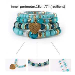 Braccialetti da donna in vetro multistrato boho personalizzati di alta qualità, set di braccialetti con perline e ciondolo a cuore per coppie 2026 - Product Image 6