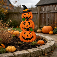 Décorations d'Halloween effrayantes en forme de chapeau de sorcière empilé Jack O'Lantern, directement de l'usine, pour la décoration de jardin et de pelouse