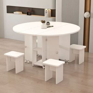 Foldable Extendable Dining <b>Table</b> with Storage Wheels Modern Space Saving Kitchen Apartment Furniture <b>Set</b> - Product Image 1