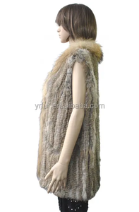 YR252 podría ser un chaleco de piel de punto de conejo personalizado con chaleco de piel de mapache muchos colores de alta calidad - Product Image 4