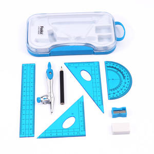 Foska Suministros de regreso a la escuela Geometría Brújula Transportador Regla Lápiz Artículos de papelería 8 piezas Juego matemático para estudiantes - Product Image 5