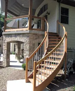 Beleuchtende Eleganz Verbessern Sie Treppen Holz stufen u Form schwimmende Treppen Integrierte Beleuchtung Villa Marmor gebogene Treppe