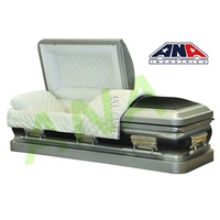 Ataúd Metálico Funerario Personalizado ANA con Acabado Negro y Plateado, Compra Ataúdes con Asas