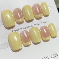 Faux ongles en acrylique ultra-courts, transparents, mignons, souples, à presser, faits à la main, 10 pièces, avec étiquette privée