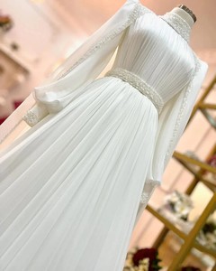 Vestido <span class=keywords><strong>de</strong></span> <span class=keywords><strong>Novia</strong></span> <span class=keywords><strong>de</strong></span> Lujo Estilo <span class=keywords><strong>Princesa</strong></span> Moderno, Diseño Elegante en Chifón, Línea Recta con Cola <span class=keywords><strong>de</strong></span> Capilla, para Primavera y Verano - Product Image 4