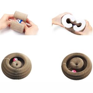 Vente en gros d'orgue magique durable en papier nid d'abeille d'usine planche à gratter pour chat jouet boule à gratter pliable - Product Image 4