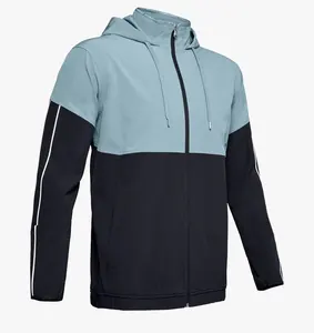 wholesale fashion mens sport blue and black zipper custom mens full zip up hoodies