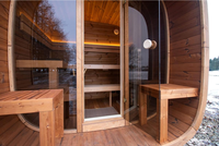 Sauna électrique en bois massif Sona, moderne, carré, en cèdre rouge, écologique, pour usage commercial, pour 4 personnes, vapeur humide, 6KW, Harvia