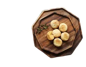 Bandeja de madera de lujo Guansen, plato de madera de nogal, bandeja cuadrada octogonal de madera de nogal, plato de ensalada de frutas, bandejas de comida vegetal