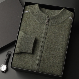 Maglione 100% in Cashmere personalizzato, <span class=keywords><strong>Cardigan</strong></span> con <span class=keywords><strong>cerniera</strong></span> a strato d'aria pesante da uomo, giacca lavorata a maglia Casual da lavoro - Product Image 5