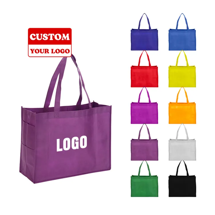 Eco Reusable Supermarket Grocery Promotion Shopping Non Woven Carry Bag Print Accept Customized Logo