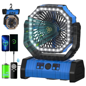 Ventilatore da Tavolo Portatile F6 Ricaricabile 20000mAh con Telecomando, Lanterna LED, Power Bank, Motore Brushless Ultra Silenzioso, in Plastica - Product Image 1